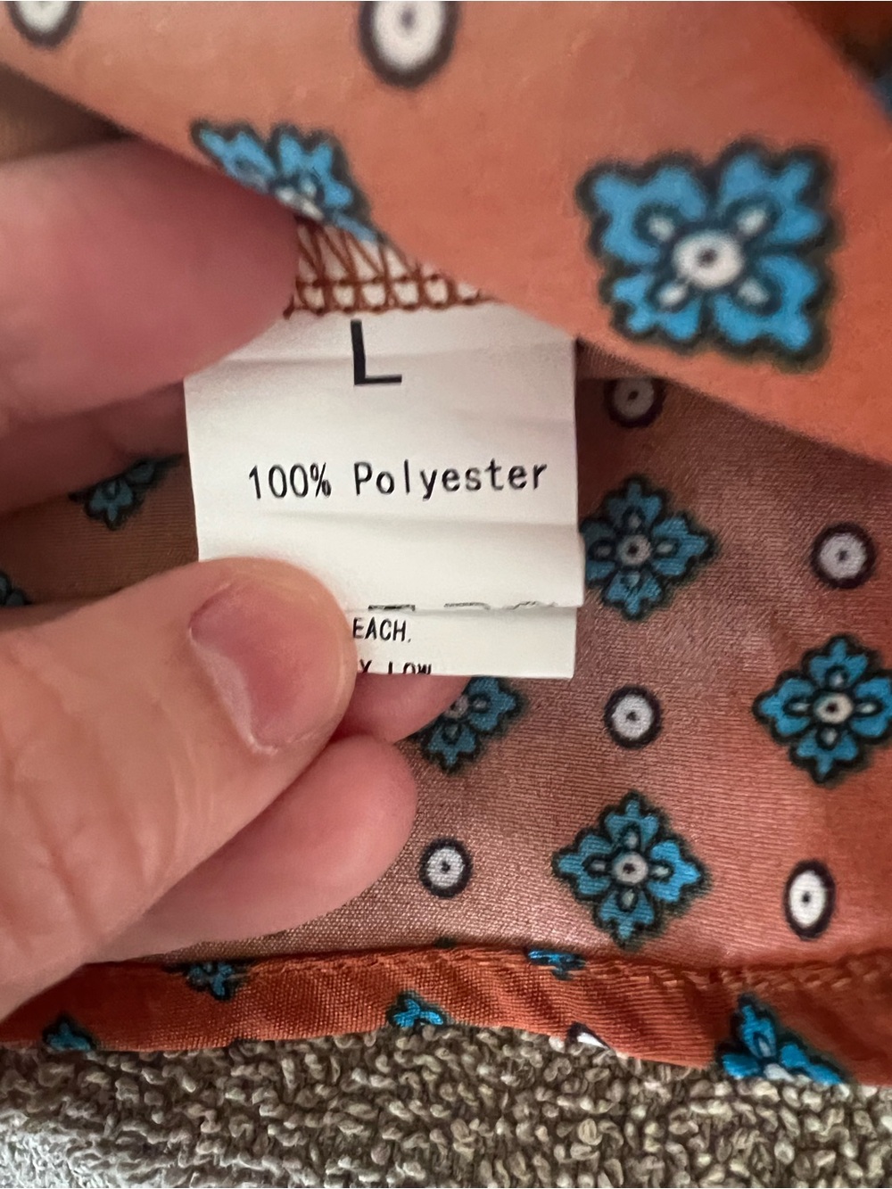 Orange Boho Smocked Sleeve Tunic with Blue Geo Print - Picture 3 of 3